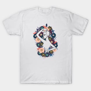 Beautiful Flower Design Woman, Artistic Line Design for Girls, Feminism T-Shirt